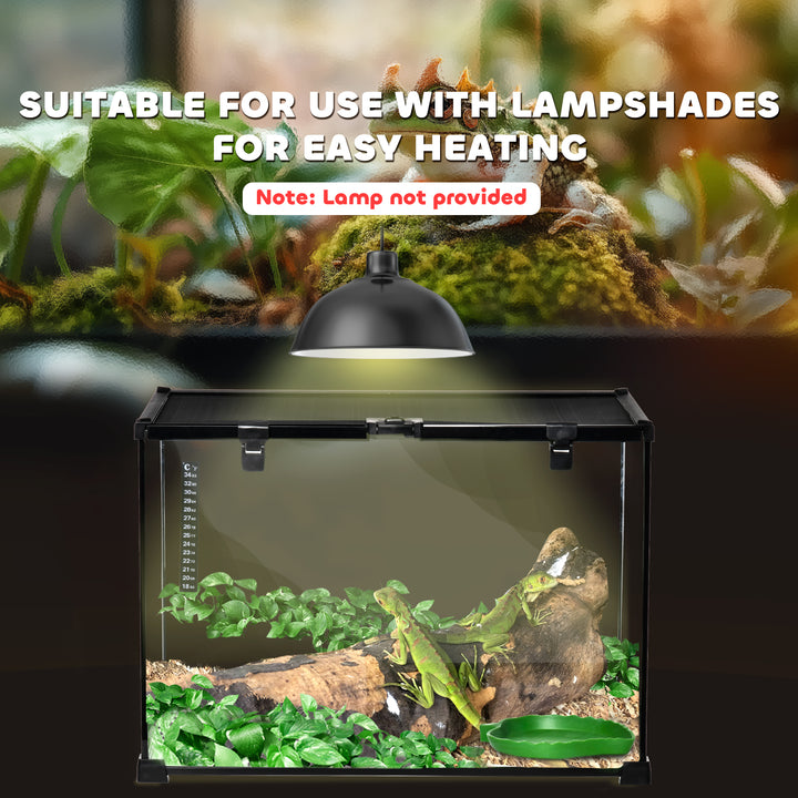 Glass Reptile Terrarium Insect Breeding Tank Vivarium Habitats with Thermometer for Lizards, Horned Frogs, Snakes, Spiders - Large 50 x 30 x 35cm