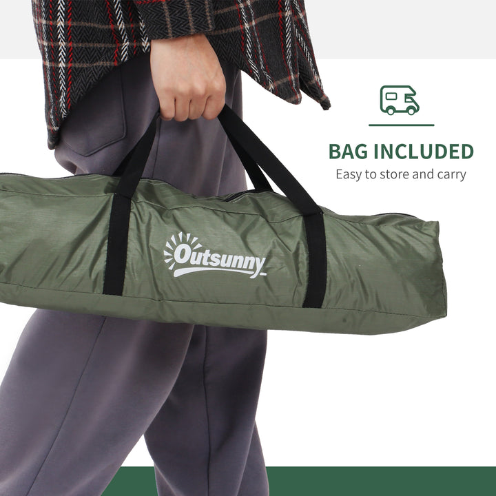 2 Person Camping Tent, Camouflage Tent with Zipped Doors, Storage Pocket, Portable Handy Bag, Dark Green