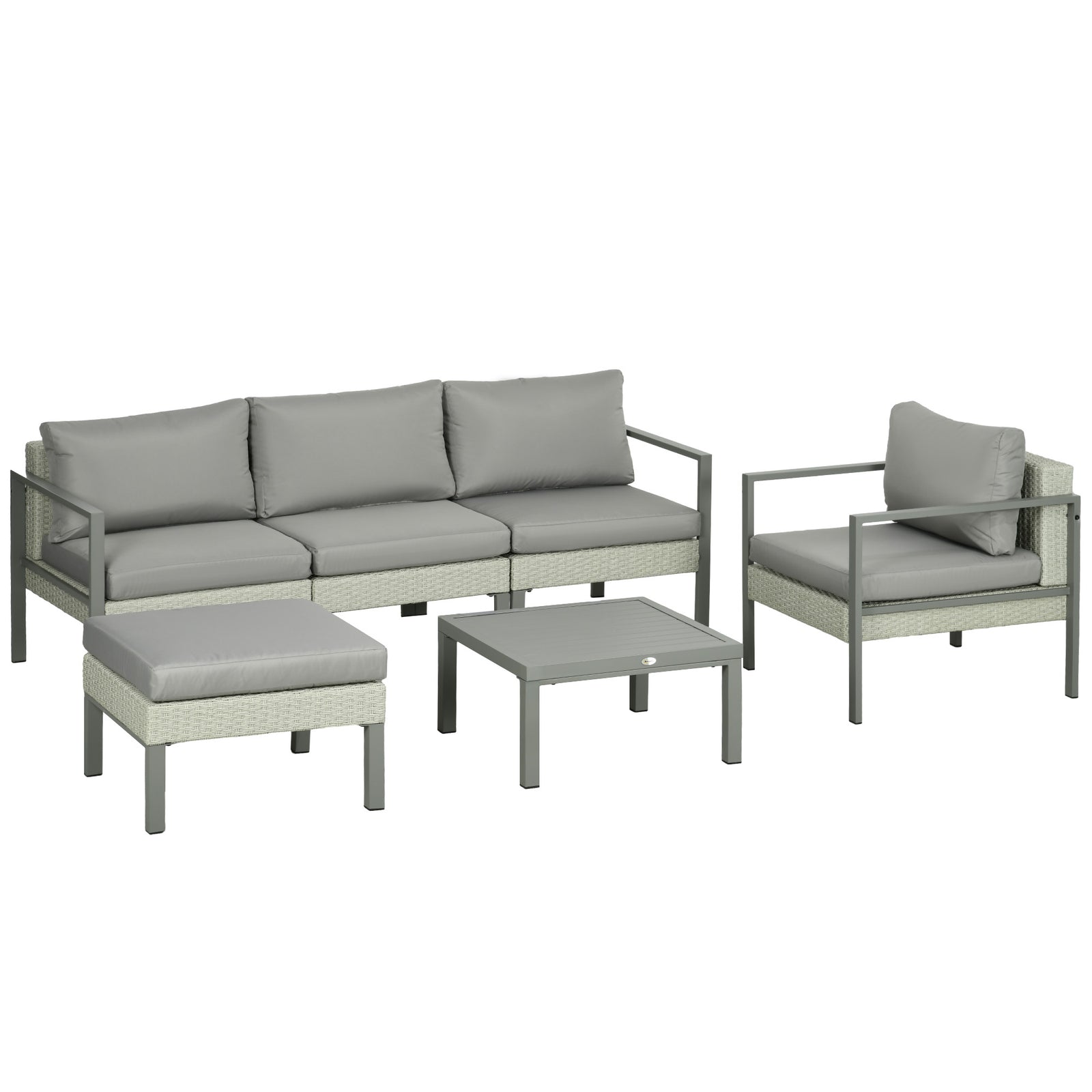 Six-Piece Rattan Garden Sofa Set - Light Grey