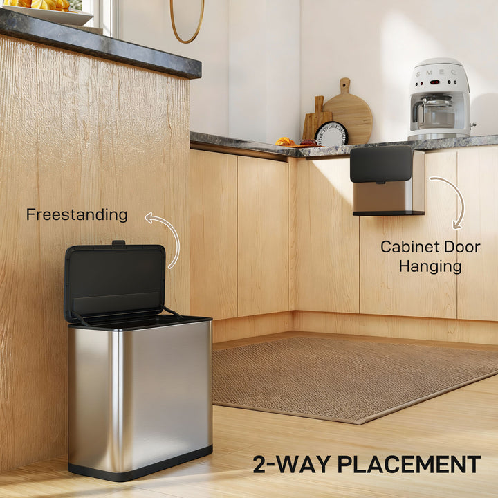8L Hanging Kitchen Bin, Rubbish bin with Lid and Removable Inner Bucke