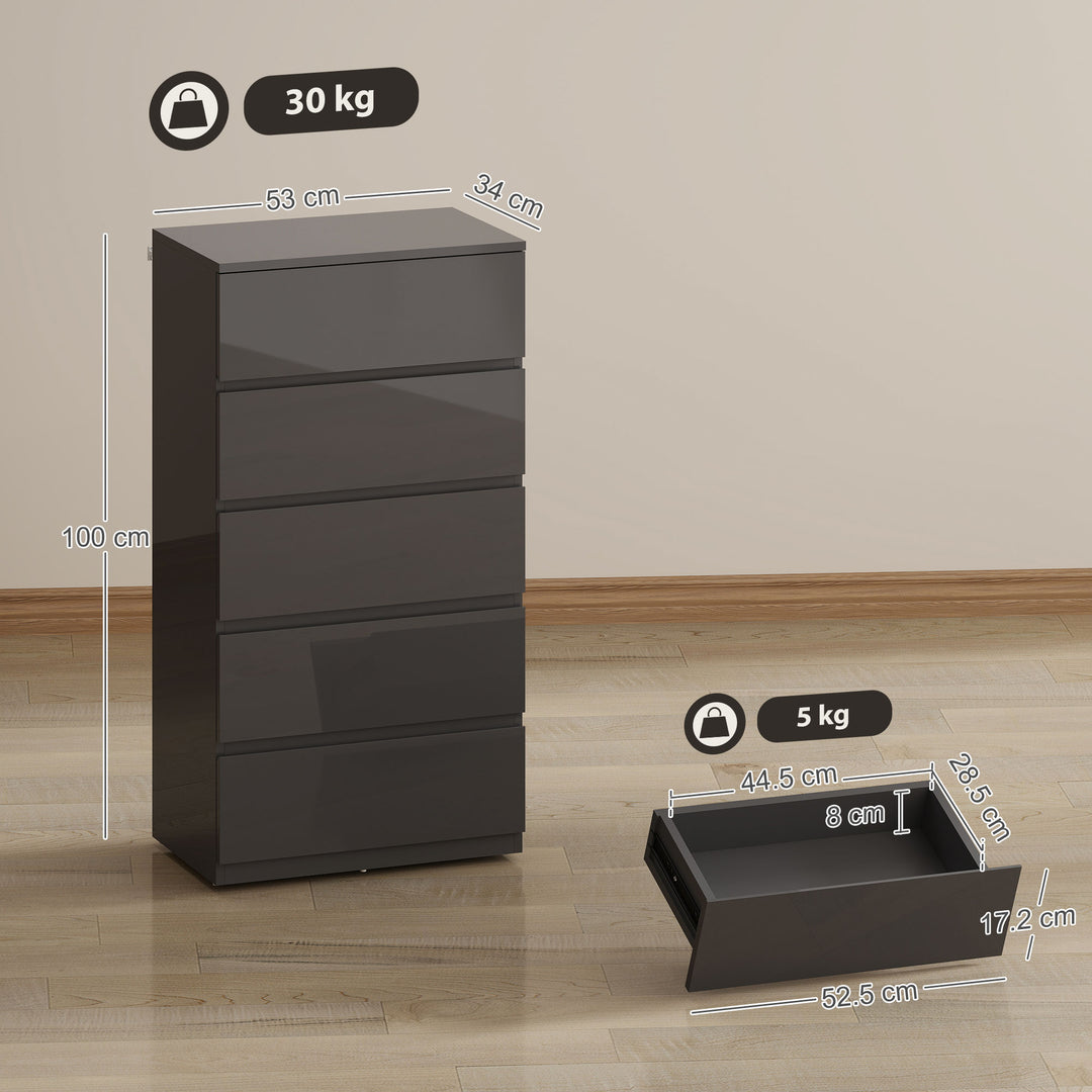 Chest of Drawers, 5-Drawer Storage Cabinets, Modern Dresser, Storage D