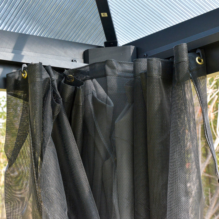 Outdoor 3 x 3(m) Gazebo Cabana w/ Steel Frame & Net Sidewalls for Privacy