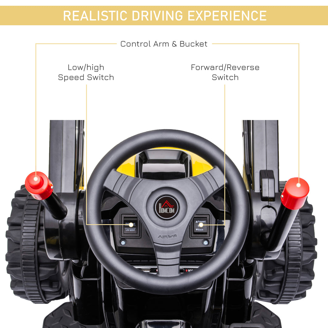 6V Electric Kids Ride On Digger Excavator Construction Tractor Music Headlight for 3-5 years Yellow