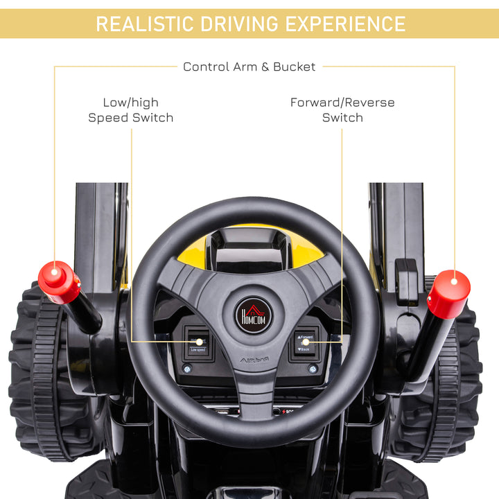 6V Electric Kids Ride On Digger Excavator Construction Tractor Music Headlight for 3-5 years Yellow