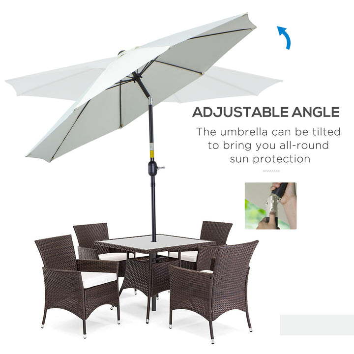 MCL 2.7M Garden Parasol Umbrella with Glass Fibre Ribs and Aluminium Frame, Tilting Sun Shade Shelter Canopy, Cream White