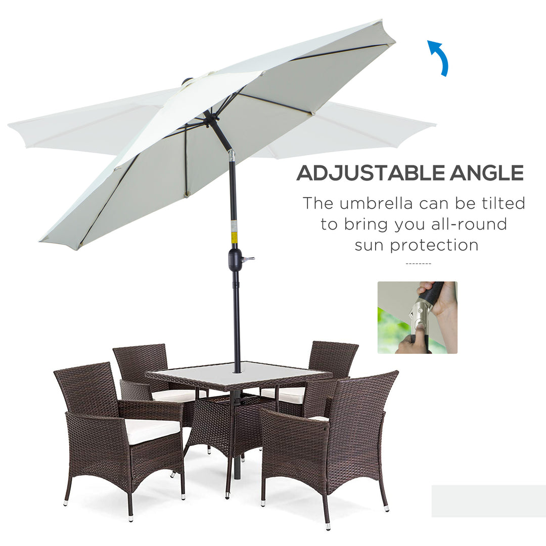 2.7M Garden Parasol Umbrella with Glass Fibre Ribs and Aluminium Frame, Tilting Sun Shade Shelter Canopy, Cream White