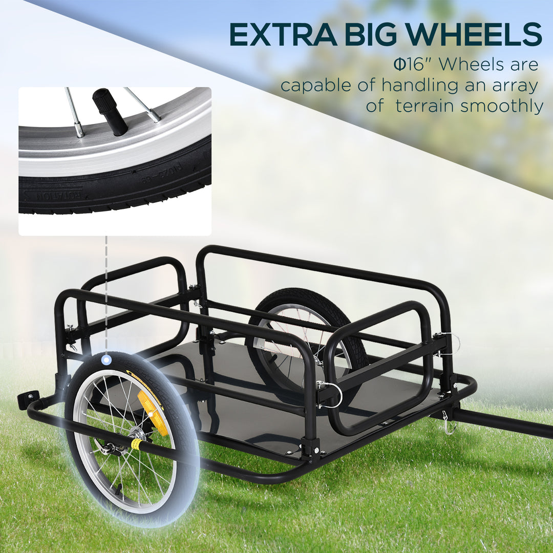 Bike Cargo Trailer in Steel Frame Extra Bicycle Storage Carrier with Hitch-Black