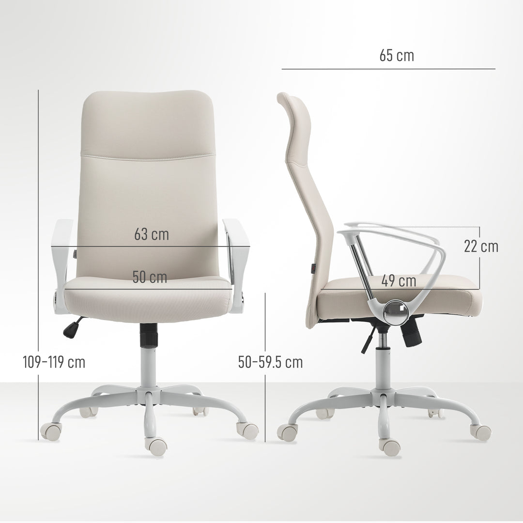 Fabric High Back Office Chair - Cream White