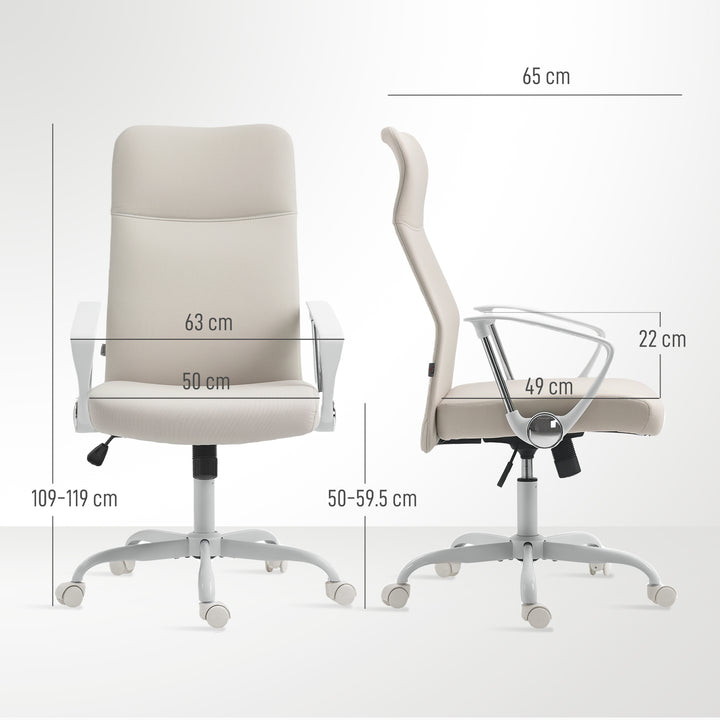Fabric High Back Office Chair - Cream White