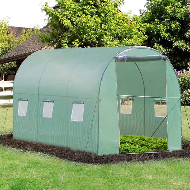 Outsunny Walk in Polytunnel Outdoor Garden Greenhouse with Windows and Door (3 x 2M)