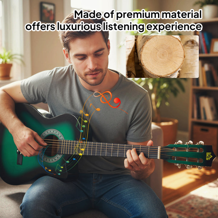 38 Inch Acoustic Electric Guitar, Beginner Junior Adult Guitar Gloss F