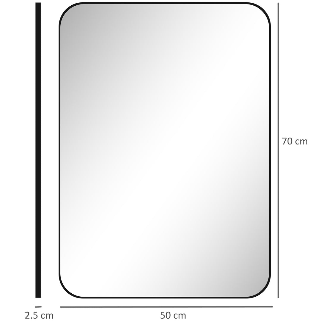 70 x 50cm Curved Bathroom Mirror - Black