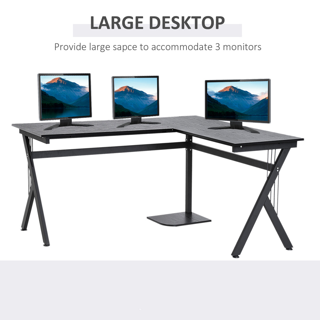 HOMCOM Corner Computer Desk, L-Shaped Desk with CPU Stand, Home Office Laptop Haven, Study Workstation, Black | Aosom UK