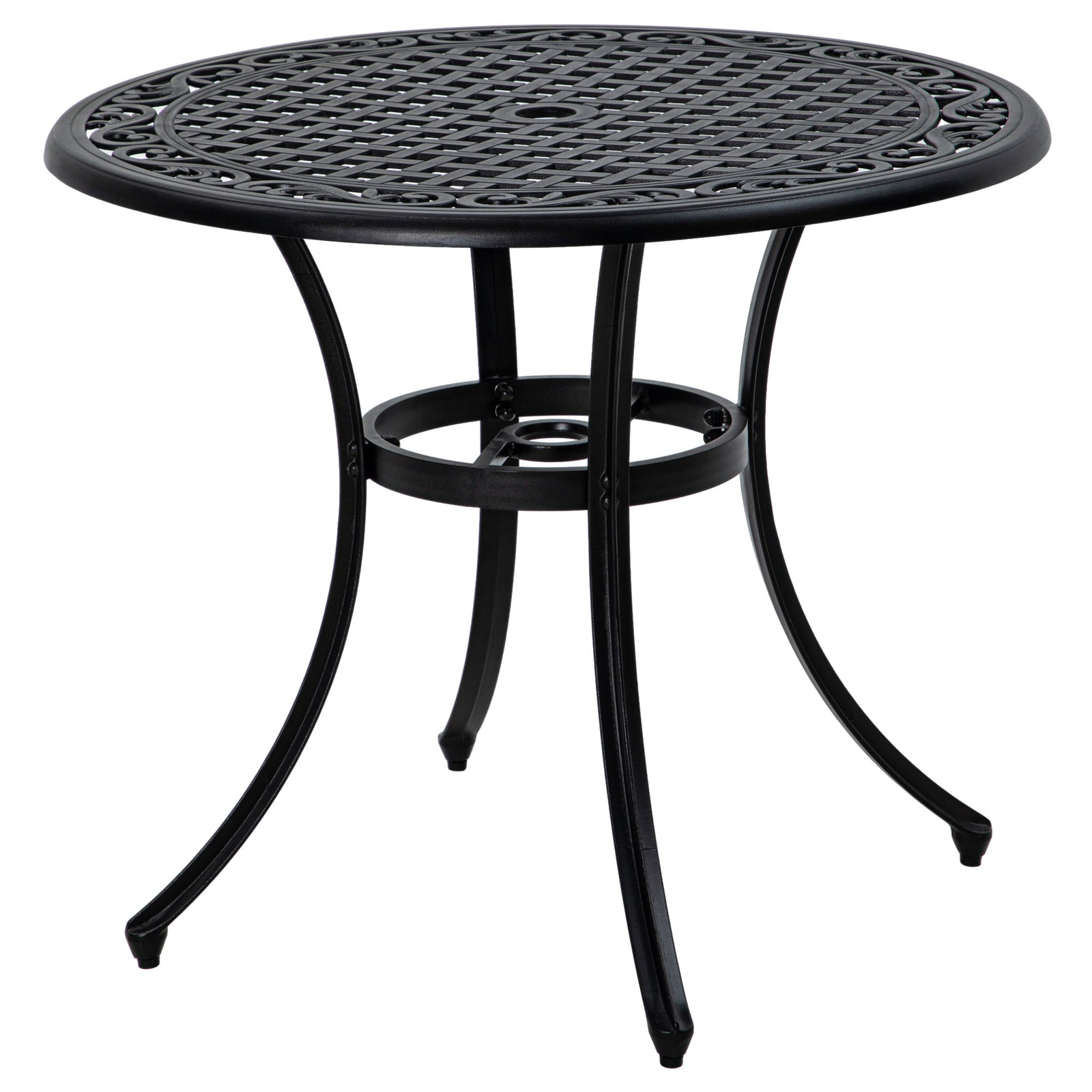 Φ90cm Four-Seated Round Aluminium Garden Table, with Parasol Hole