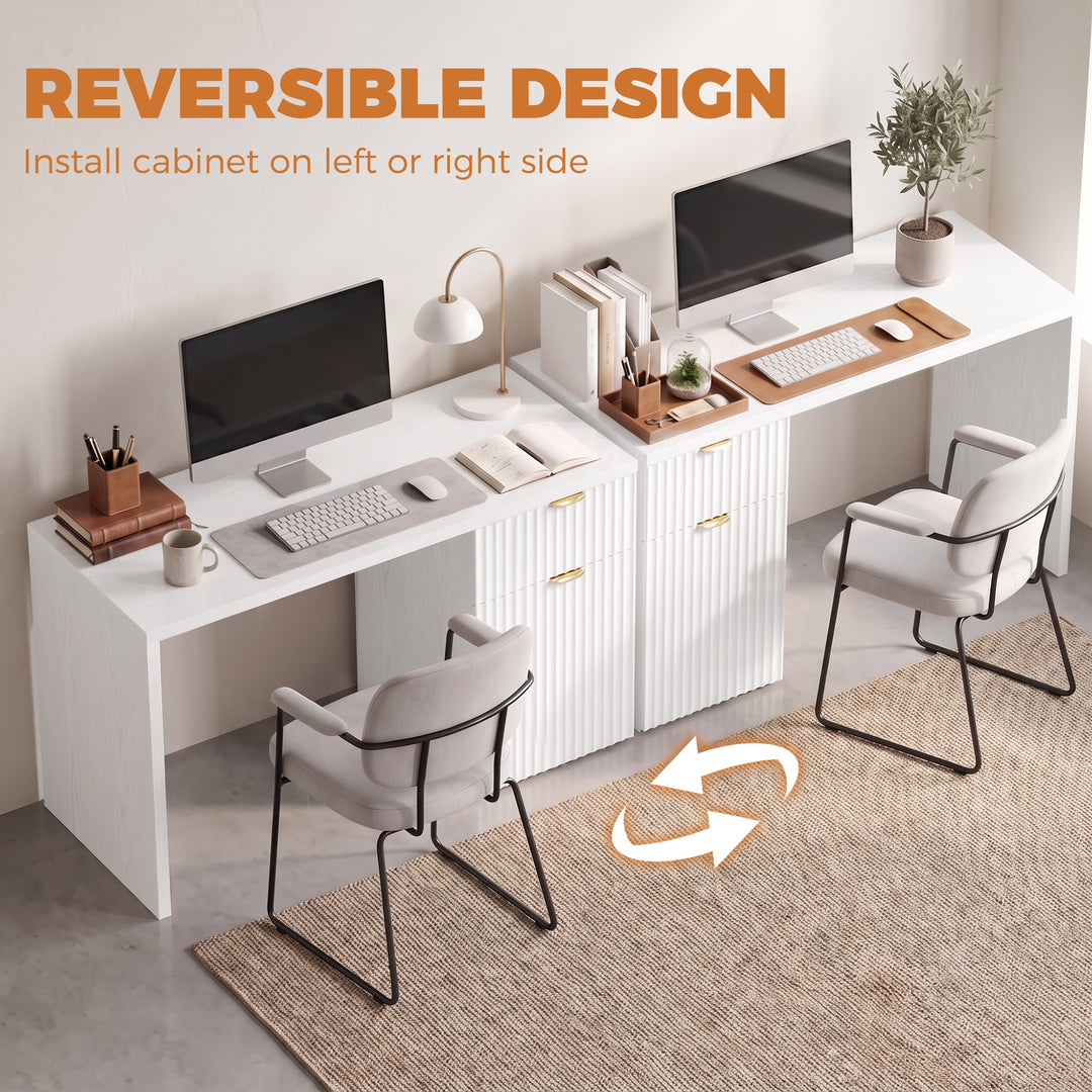 Computer Desk with Drawer, 120 cm Reversible Office Desk, Cabinet - view 4