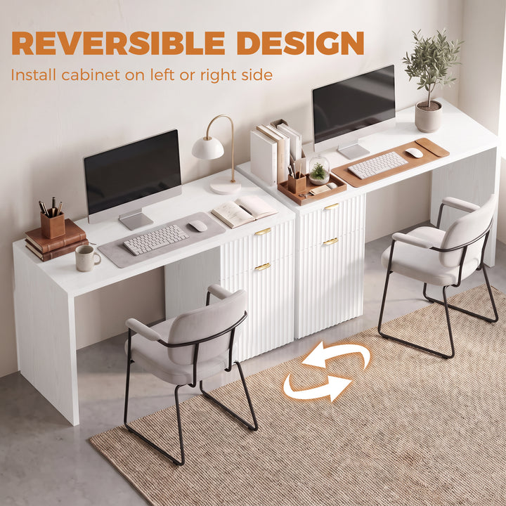 Computer Desk with Drawer, 120 cm Reversible Office Desk, Cabinet - view 4