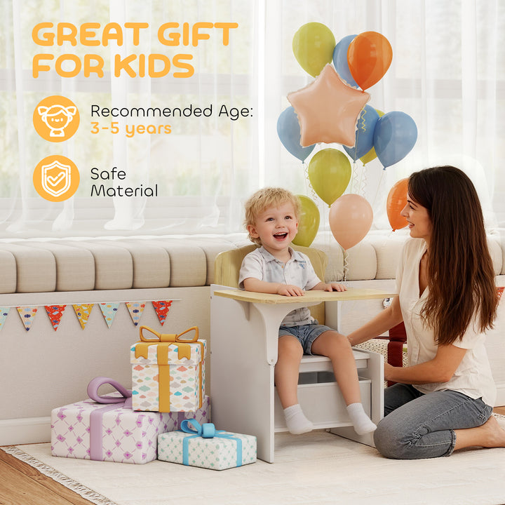 Kids Table and Chair Set, Children Desk and Chair with Storage Bins for Playing, Reading, Painting, for Ages 3-5