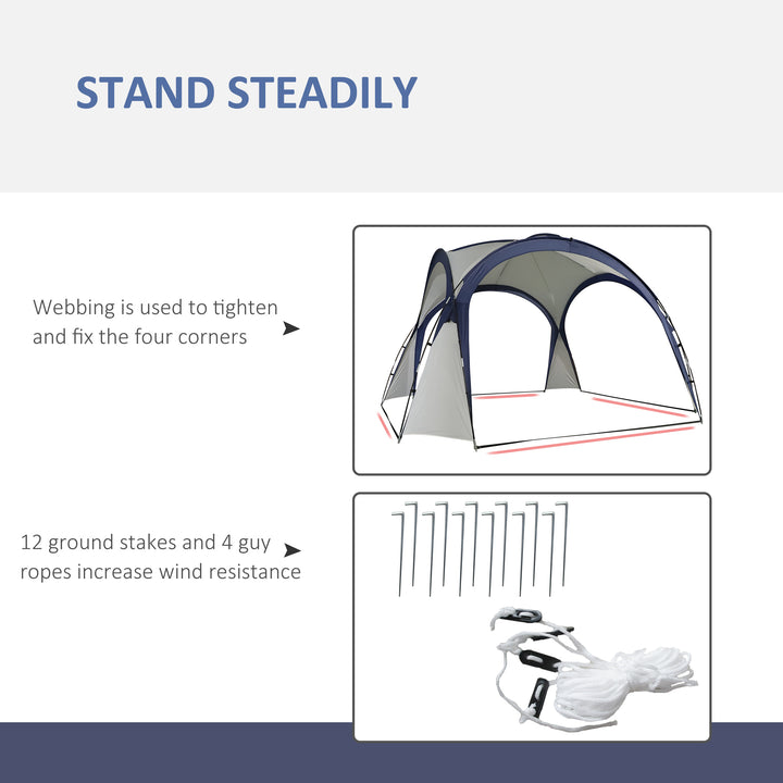 Gazebo Party Tent, 3.5x3.5m-Cream/Blue