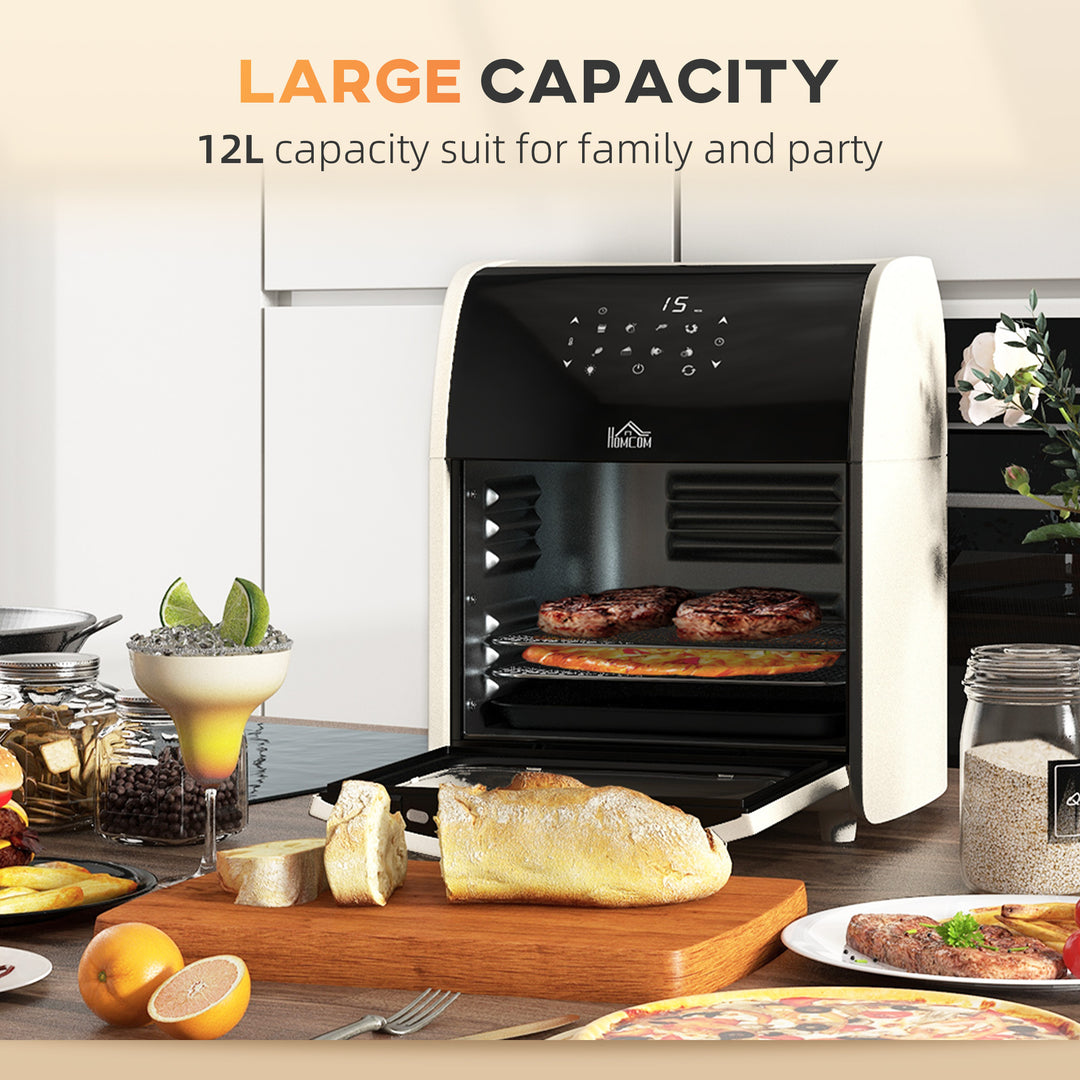 Digital Air Fryer with 8 Preset Modes, Rapid Air Circulation, 12L Air Fryer Oven with Memory Function, 1800W, Cream