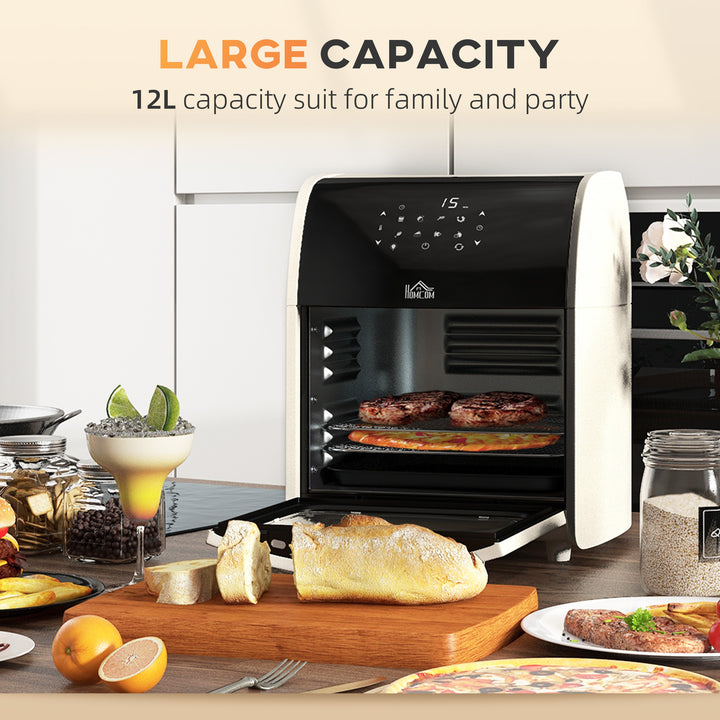 Digital Air Fryer with 8 Preset Modes, Rapid Air Circulation, 12L Air Fryer Oven with Memory Function, 1800W, Cream