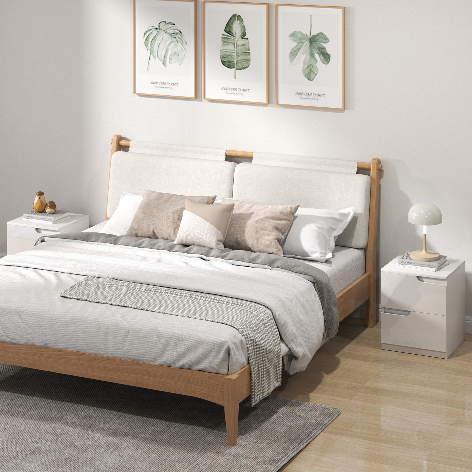 High Gloss Bedside Table Set of 2 - White