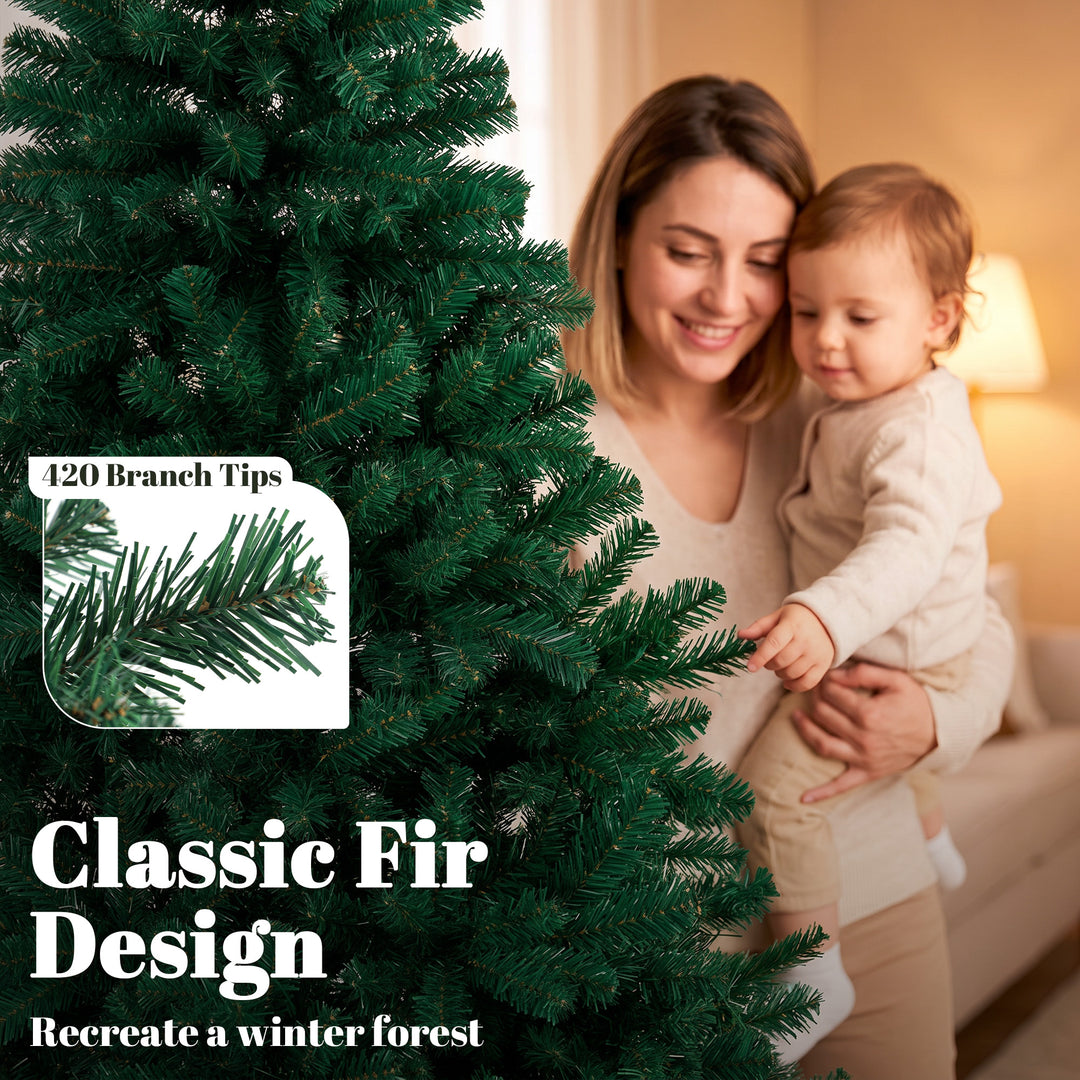 5ft Artificial Christmas Tree, Fir Hinged Xmas Tree with 420 Branch - view 5