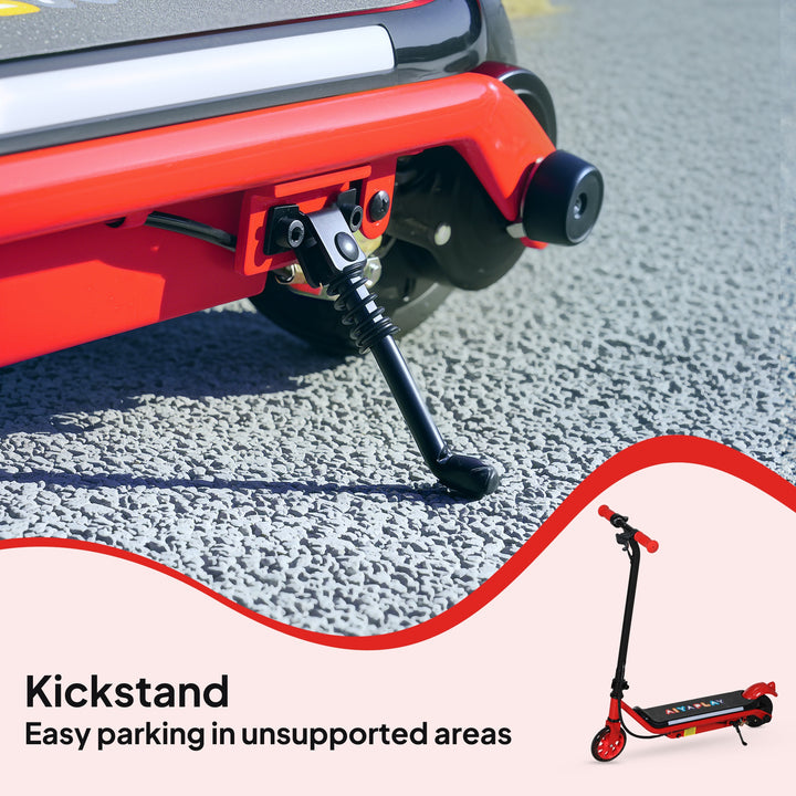 Electric Scooter for Kids Ages 6-14, with Dual Brakes, Flash Wheel and Colourful Light, Kids Electric Scooter E Scooter, Up to 12 KM/H & 10 KM, Red