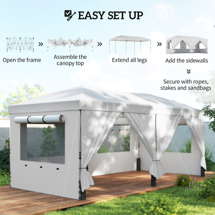 3 x 6 m Pop Up Canopy with UV50+ Protection Garden Gazebo with 6 Sidew