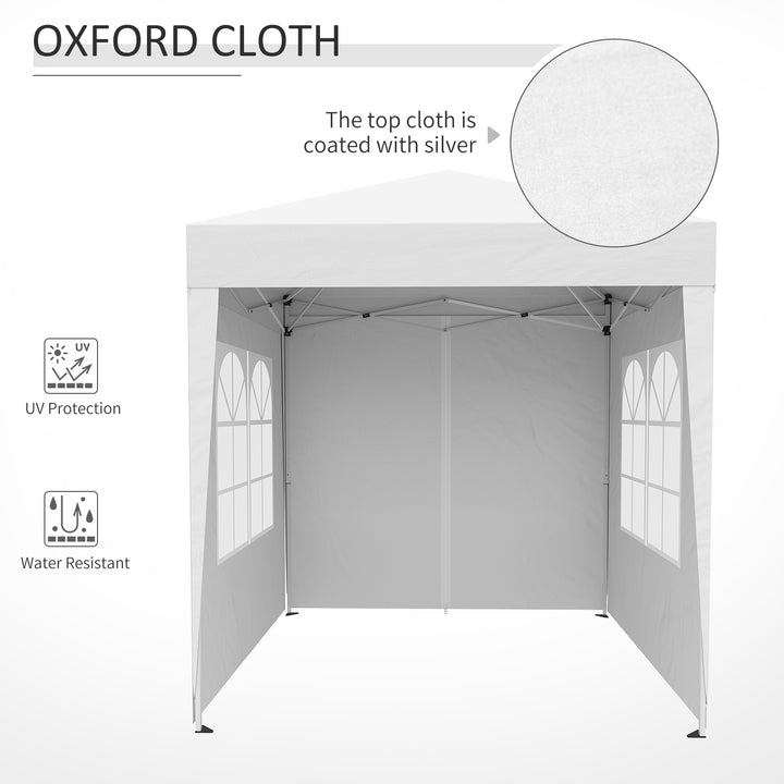 Outsunny 2 x2m Pop Up Gazebo Canopy Party Tent Wedding Awning W/ free Carrying Case White + Removable 2 Walls 2 Windows