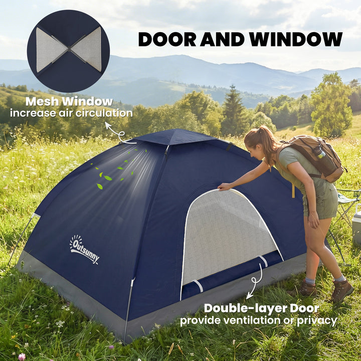 2 Person Camping Tent, Dome Tent with Zipped Doors, Storage Pocket, Po