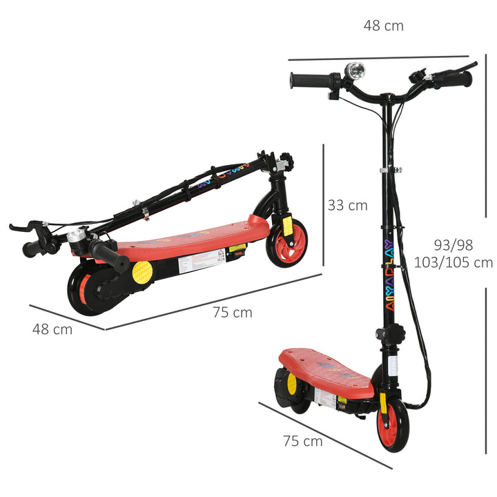 Foldable Electric Scooter, with LED Headlights, for Ages 7-14 Years, Red