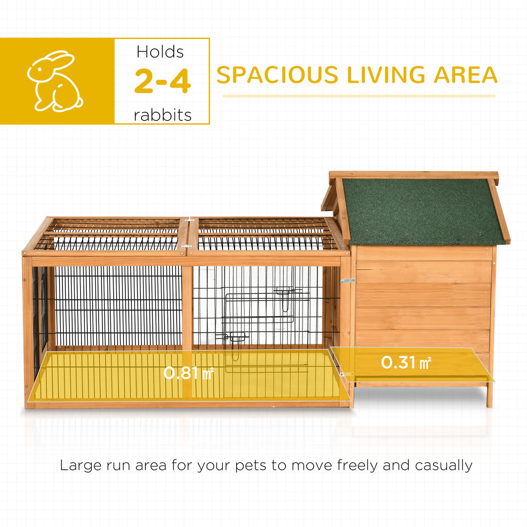 MCL Wooden Rabbit Hutch Outdoor, Guinea Pig Hutch, Detachable Pet House Animal Cage with Openable Run & Roof Lockable Door Slide-out Tray 146 x 95 x 69cm