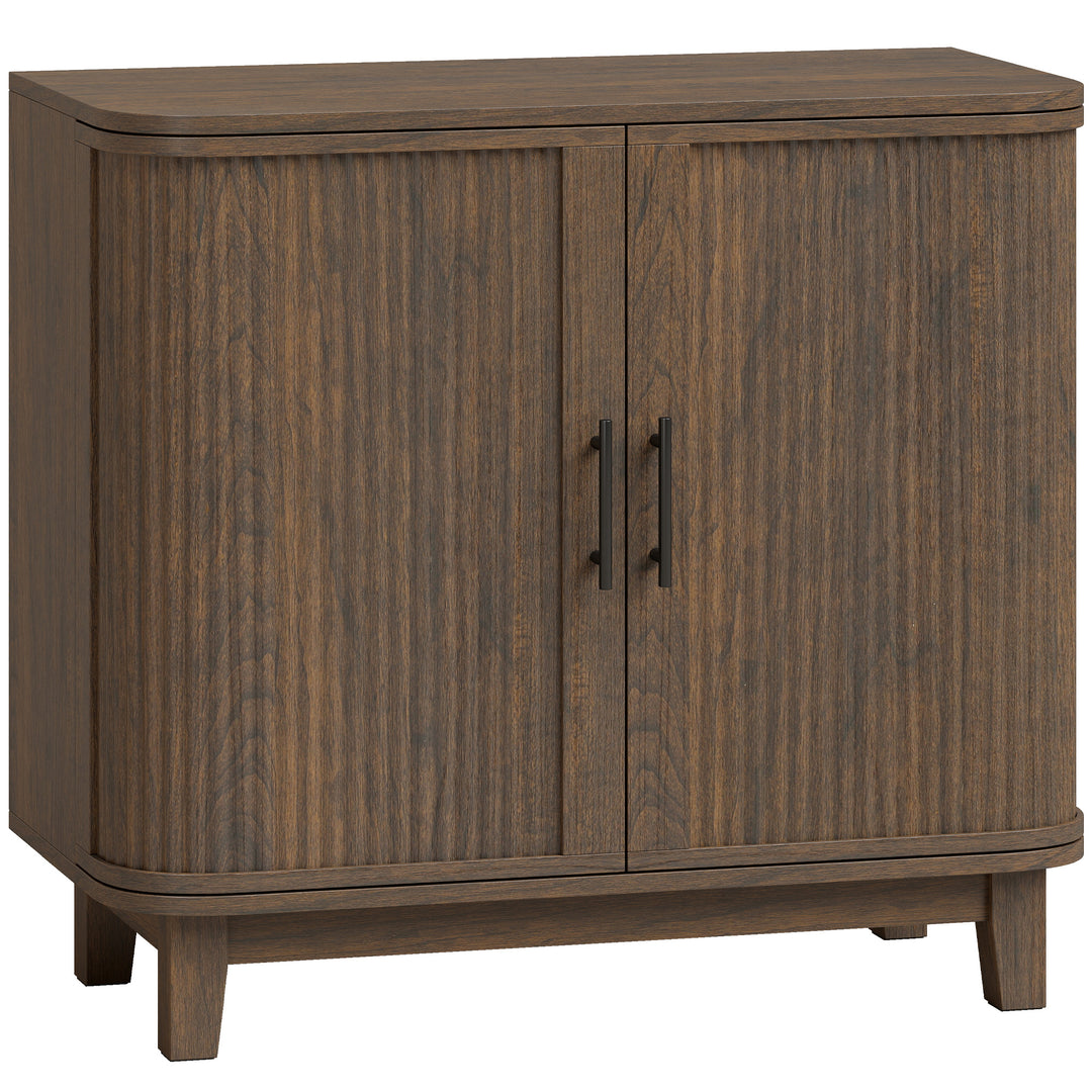 80cm Sideboard Buffet Cabinet, Storage Cabinet with 2 Curved Doors - Dark Walnut