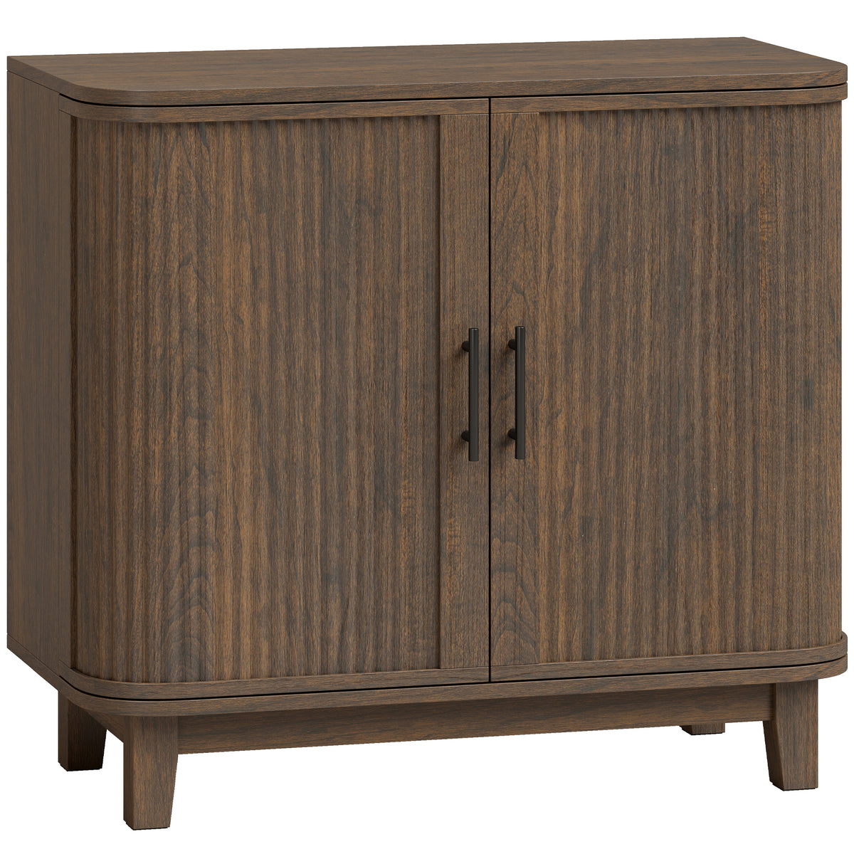 80cm Sideboard Buffet Cabinet, Storage Cabinet with 2 Curved Doors - Dark Walnut
