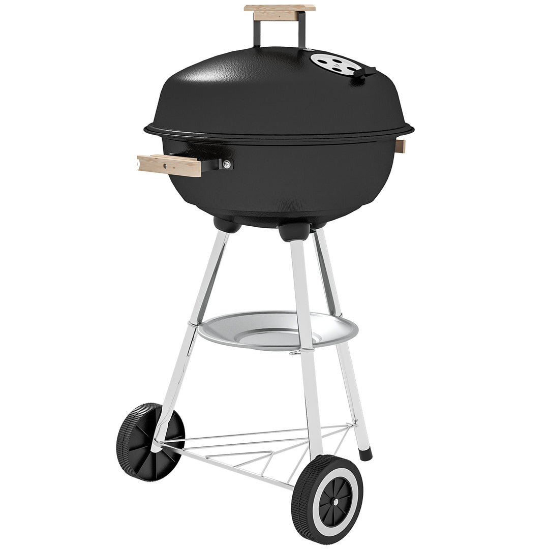Portable Round Kettle Charcoal Grill BBQ Smoker with Lid Outdoor Heat 