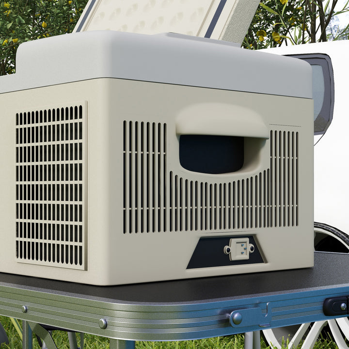 16L Portable Car Fridge, -20℃ to 10℃ Adjustable Temperature - Khaki/Grey