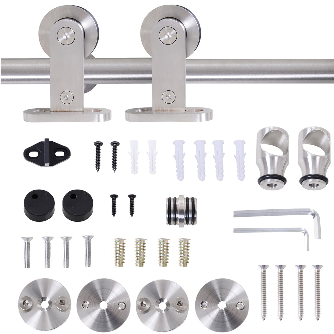 Wooden Sliding Door Kit Stainless Steel Smooth Operation Hardware Track Kit System Unit For Single Door 2000mm
