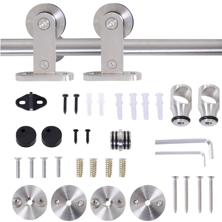 Wooden Sliding Door Kit Stainless Steel Smooth Operation Hardware Track Kit System Unit For Single Door 2000mm