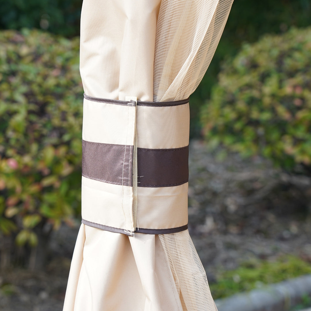 MCL 3.2 x 3.2m Garden Gazebo, Double Roof Outdoor Gazebo Canopy Shelter with Netting, Solid Steel Frame for Garden, Lawn, Backyard and Deck