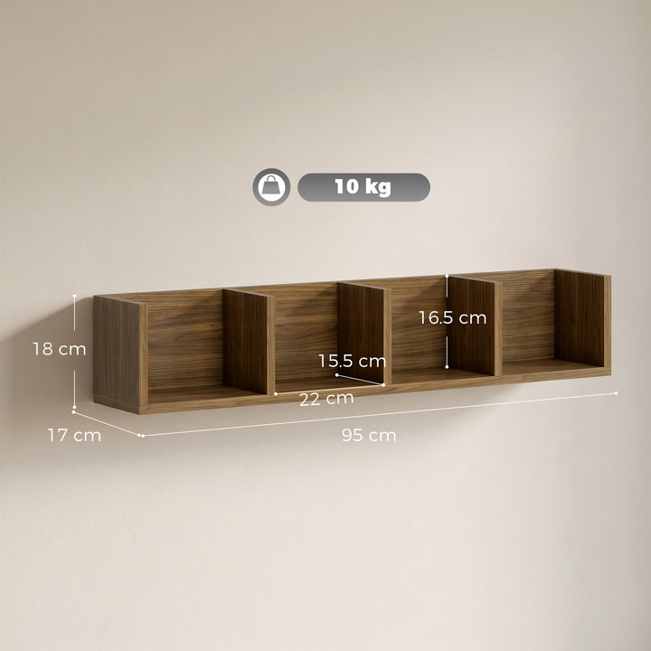 Wall Mount 84 CD / 56 DVD/Blu-ray/ Media Storage Rack 4 Cubes Wooden S
