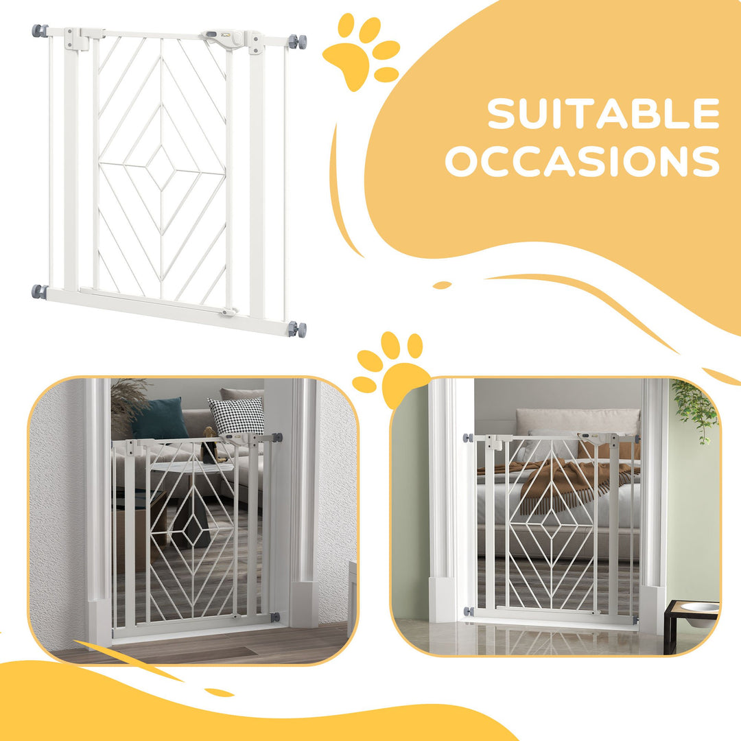 PawHut Pressure Fit Stair Gate, Dog Gate, with Auto Closing Door, Double Locking, Easy Installation, Openings 74