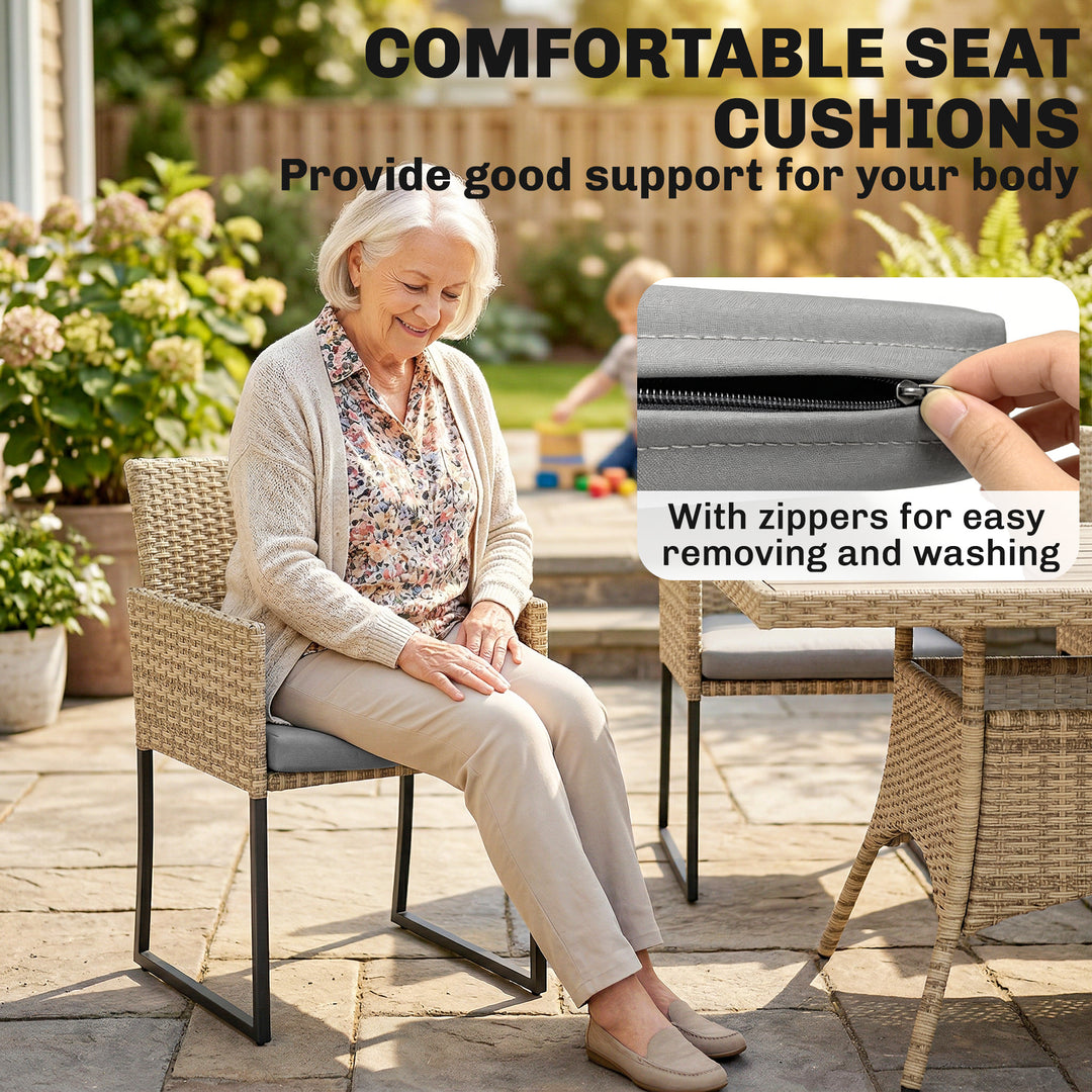 7 Piece Rattan Garden Furniture Set, Garden Dining Set with Wood-Plast