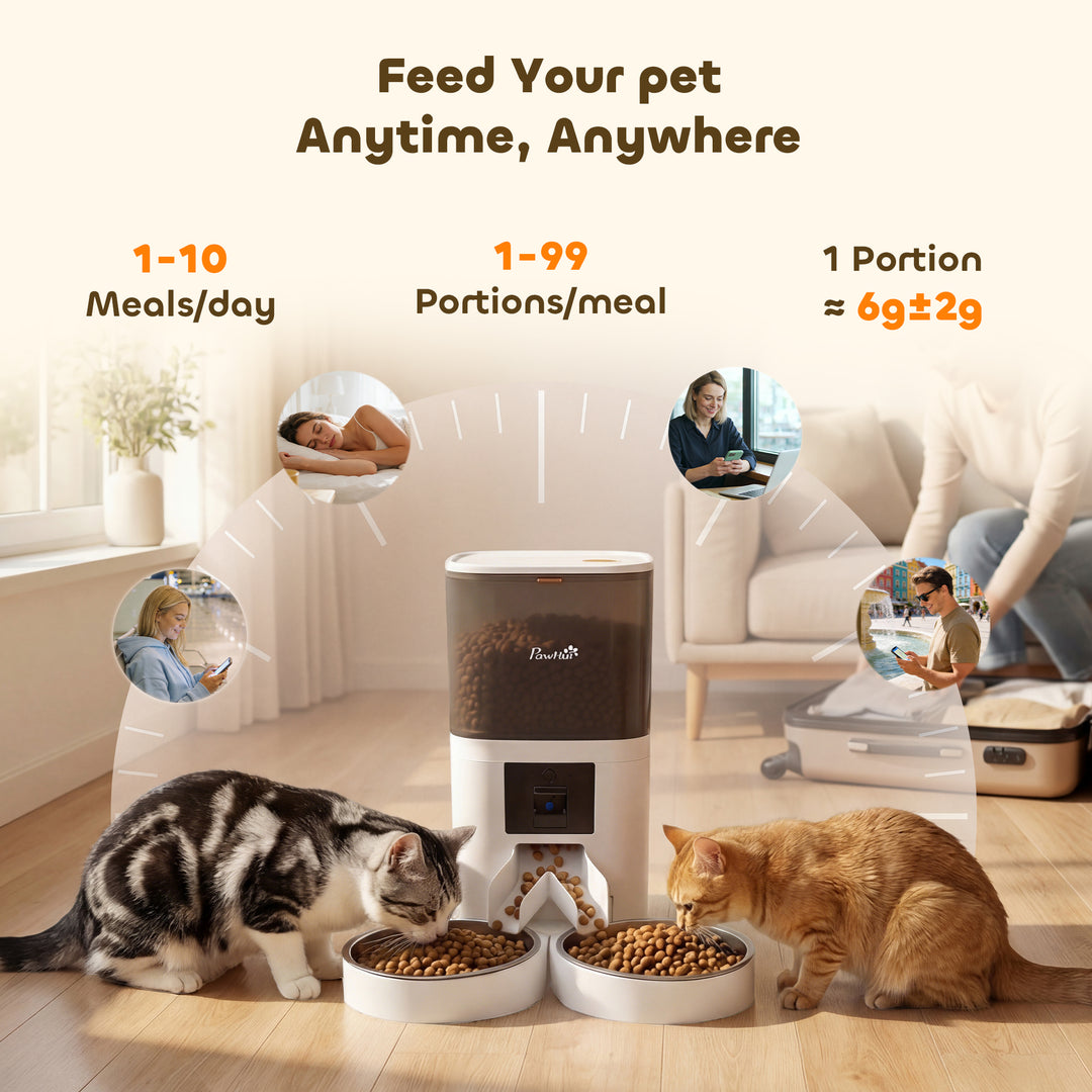 Automatic Cat Feeder for 2 Cats with HD Camera，2.4G &amp; 5G WiFi Pet Food