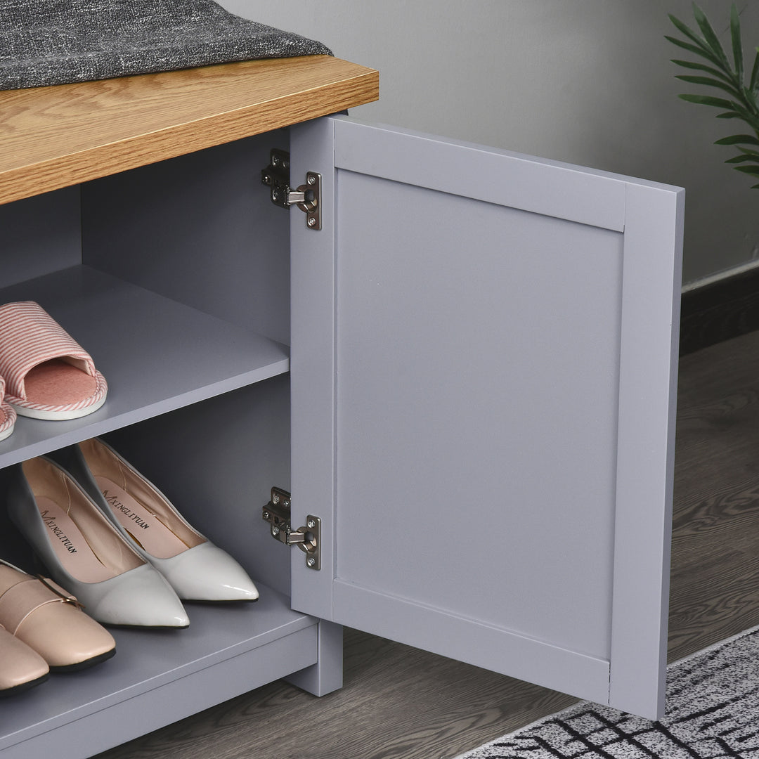 Shoe Cabinet, Modern Shoe Bench with 2 Doors for Hallway, Entryway, Grey