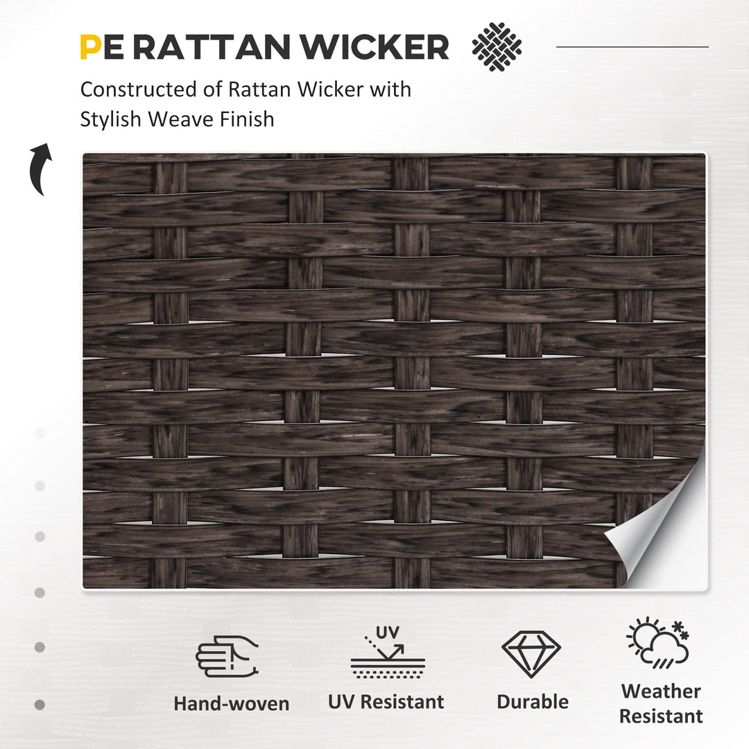 5 Pieces PE Rattan Garden Furniture Set with 10cm Thick Padded Cushions, Wicker Weave Outdoor Seating Chairs with 2 Armchairs, 2 Stools, Glass Top Table, Brown