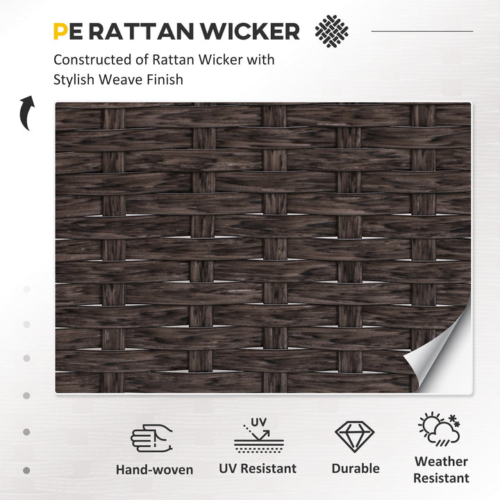 5 Pieces PE Rattan Garden Furniture Set with 10cm Thick Padded Cushions, Wicker Weave Outdoor Seating Chairs with 2 Armchairs, 2 Stools, Glass Top Table, Brown