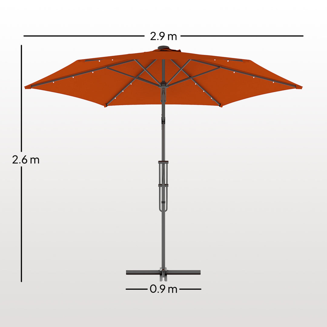 3(m) Solar LED Cantilever Parasol - Orange