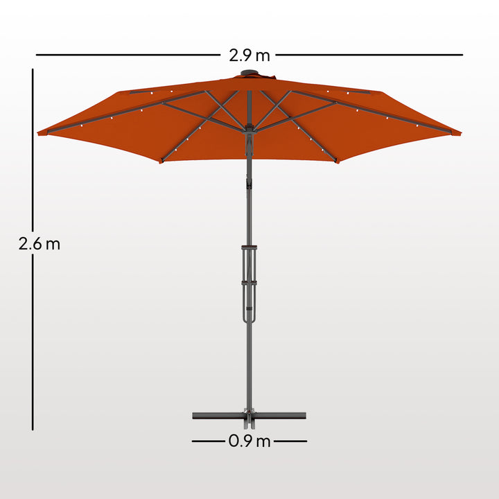 3(m) Solar LED Cantilever Parasol - Orange