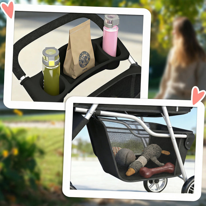 3 Wheel Pet Stroller for Small and Miniature Dogs, Black