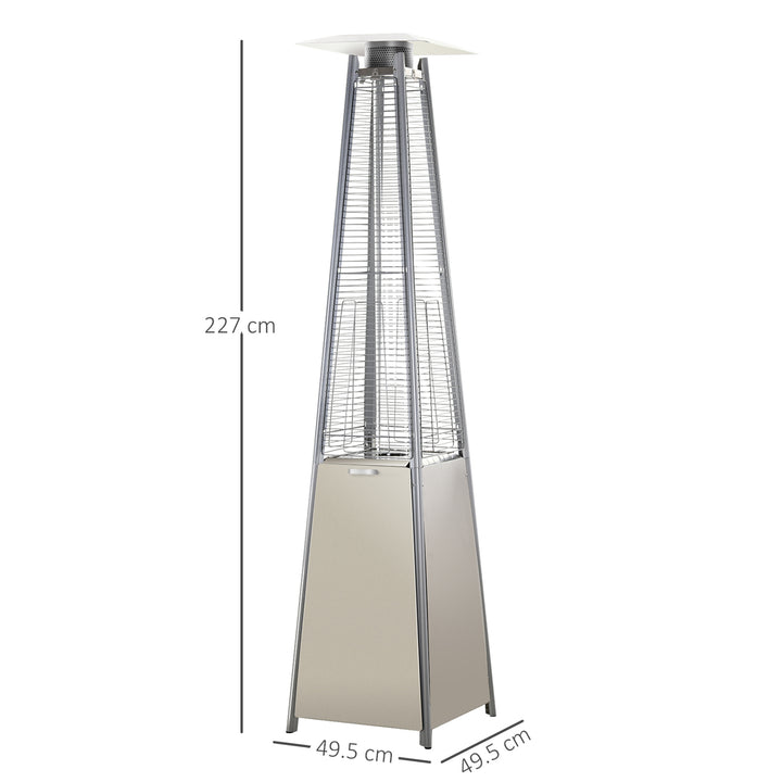 Stainless Steel Outdoor Garden Pyramid Patio Heater with Wheels and Rain Cover - Silver
